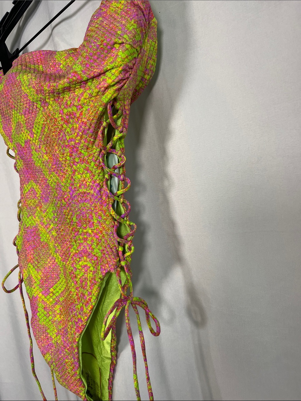 Luli fama born to be wild asymmetric lace up swimsuit snake print NWT SZ XS - Picture 4 of 9